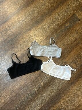 Cat & Jack 3-Pack Cotton Bralettes — Black, Gray, White 6X
